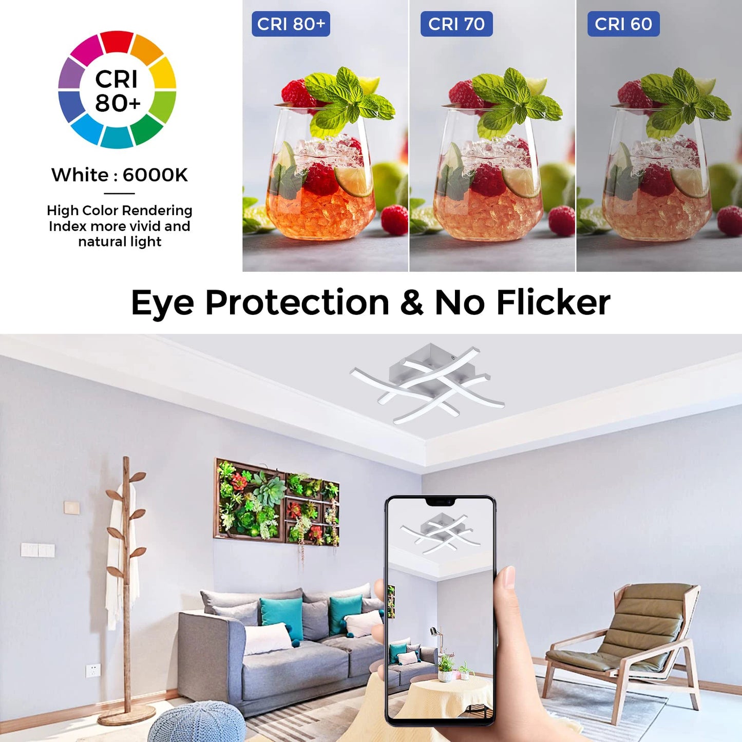 Plafonnier Métal Acrylique Moderne | Protection Oculaire LED