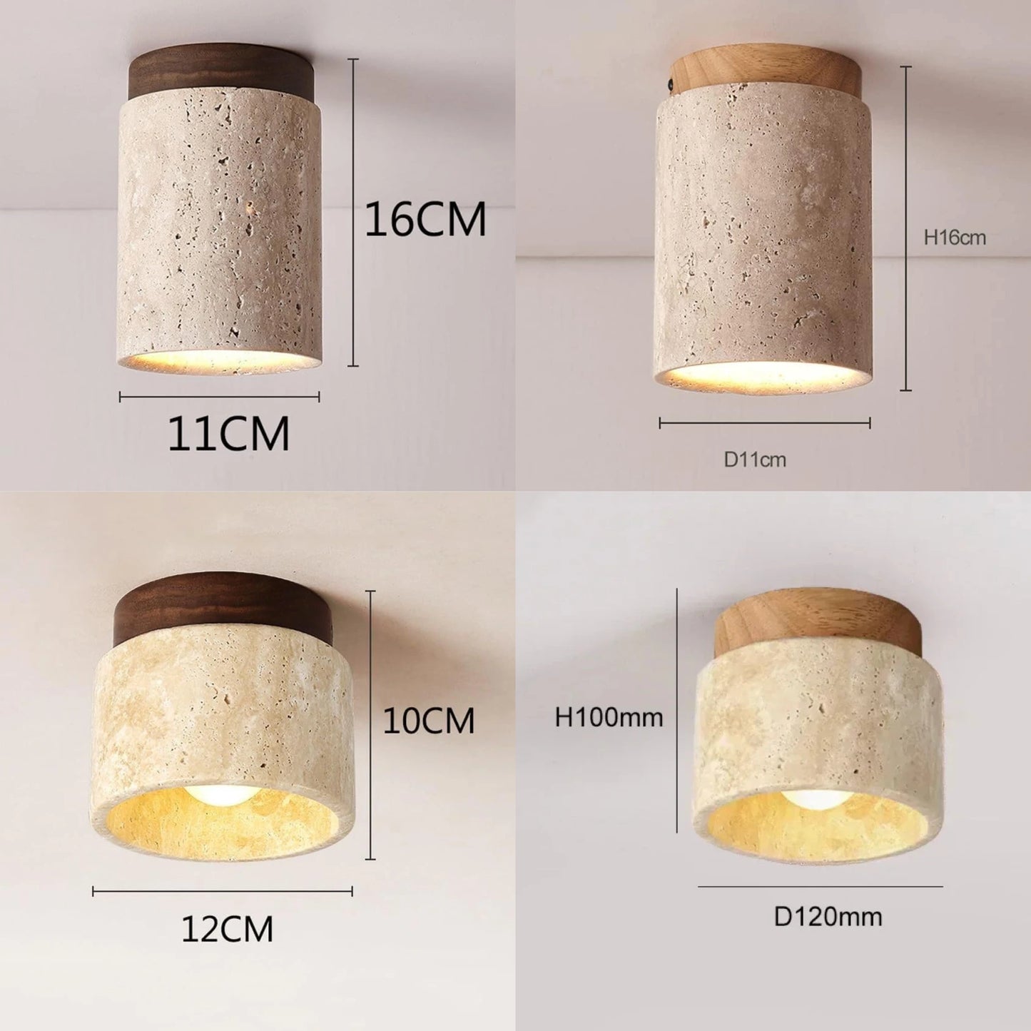 Plafonnier rond bois et plâtre avec éclairage LED doux et moderne - PlafonnierDeco