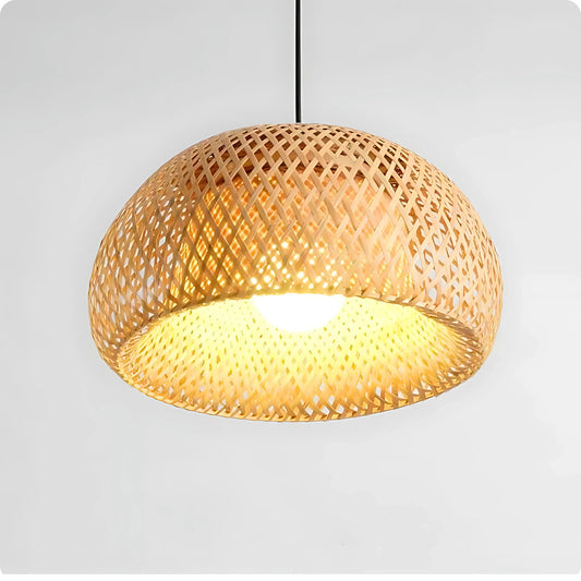 Plafonnier Bambou Tressé Main | Style Japonais Rétro - PlafonnierDeco
