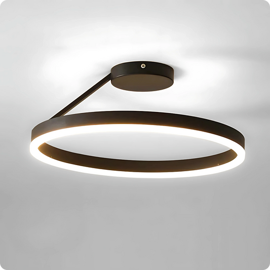 Plafonnier Design LED Anneau Noir Minimaliste à Intensité Réglable - PlafonnierDeco