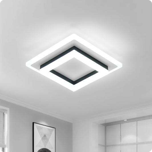 Plafonnier Moderne Carré LED en Acrylique Blanc Froid - PlafonnierDeco