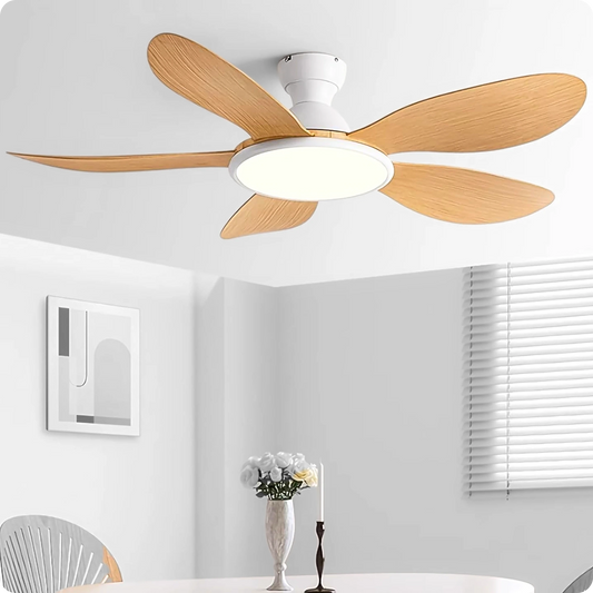 Plafonnier Ventilateur Moderne 5 Pales ABS LED 3 Couleurs Télécommande - PlafonnierDeco