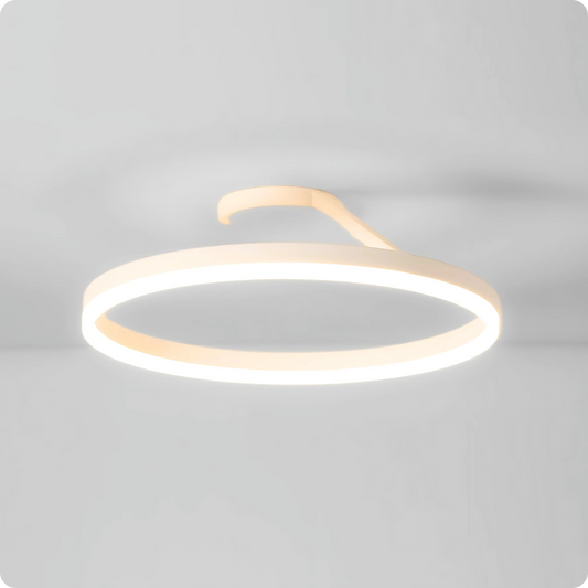 Plafonnier Design LED Anneau Blanc Minimaliste à Intensité Réglable - PlafonnierDeco