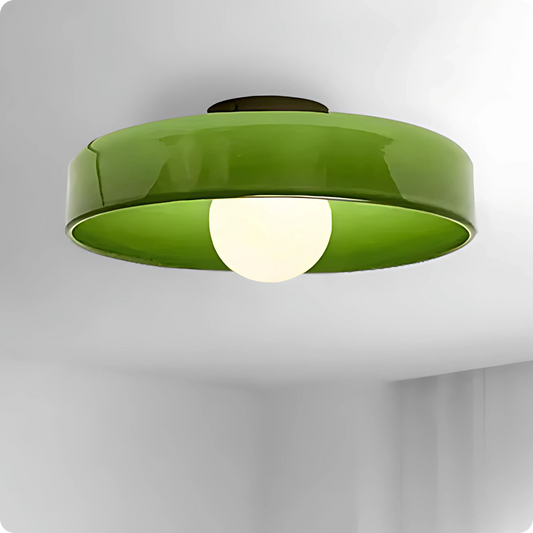 Plafonnier en verre laiteux vert moderne – Lumière LED élégante - PlafonnierDeco