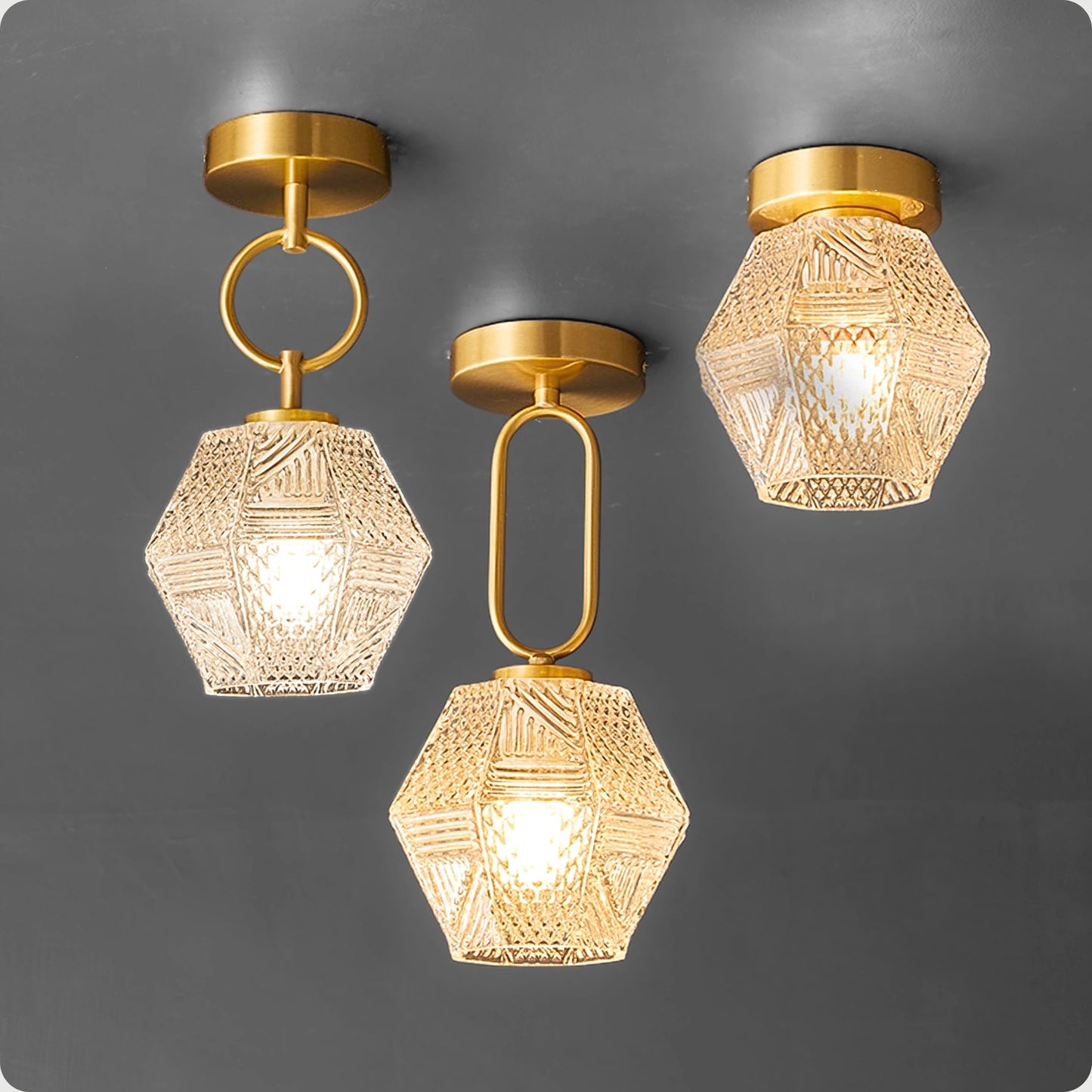 Plafonnier en Verre Nordique avec Finition Dorée et Éclairage LED Doux - PlafonnierDeco