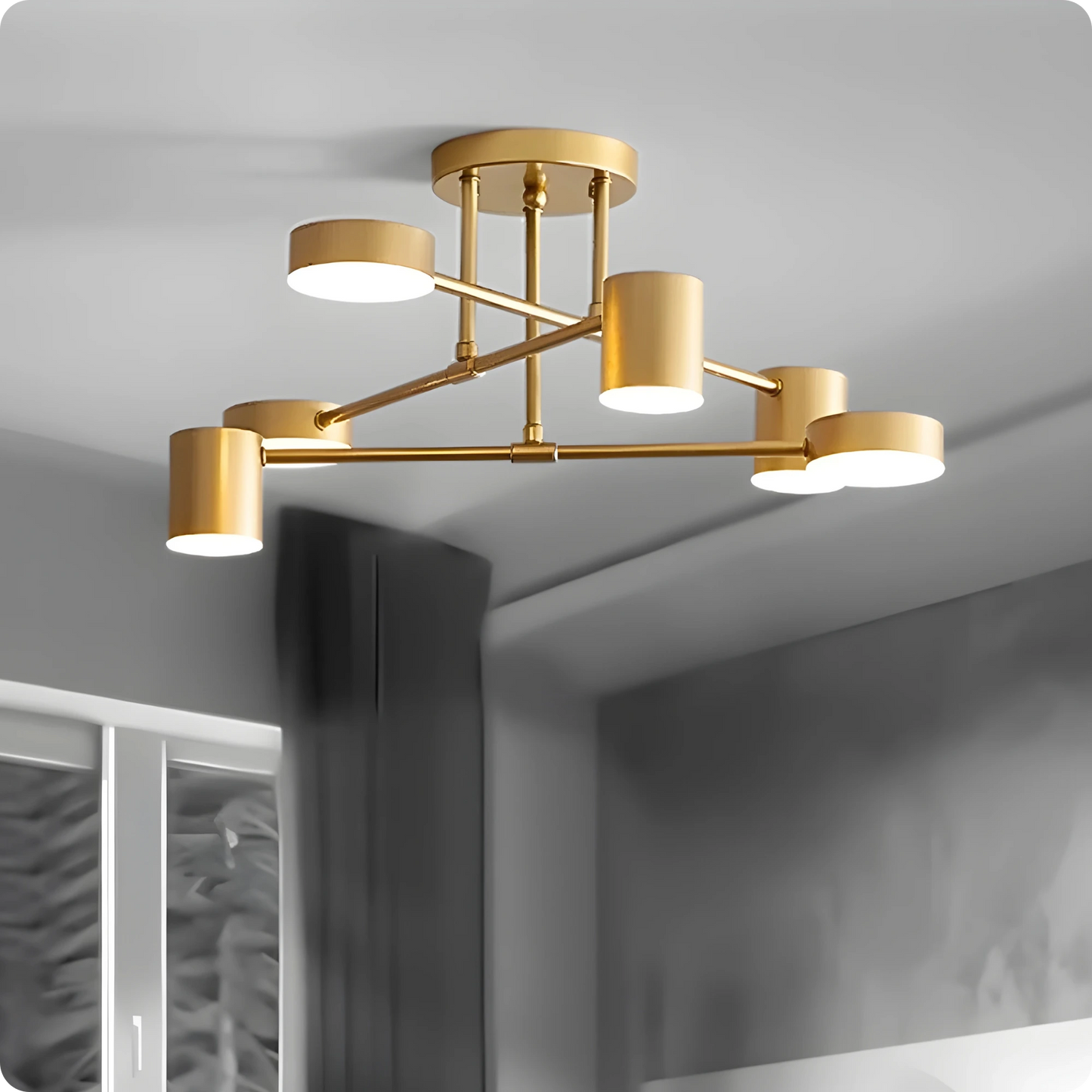 Plafonnier moderne en fer noir ou or avec éclairage LED réglable