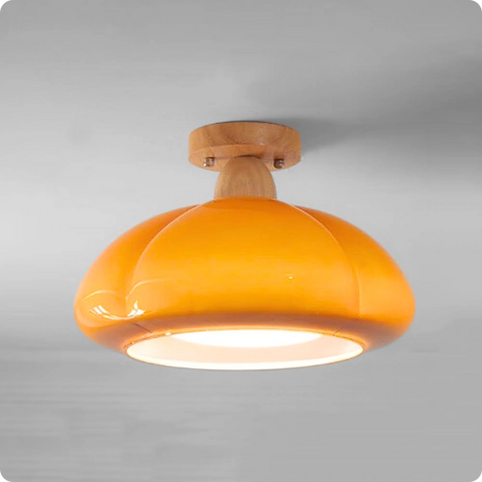 Plafonnier moderne en résine et cuivre avec ampoule LED pour un éclairage doux - PlafonnierDeco