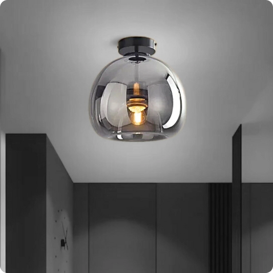 Plafonnier moderne en verre avec LED et ampoule E27 pour style nordique - PlafonnierDeco