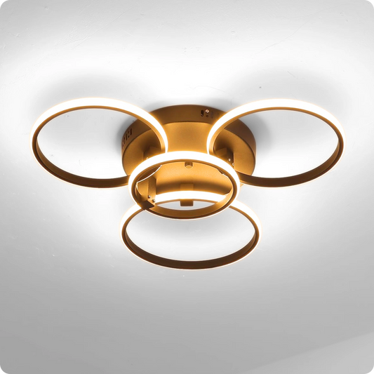 Plafonnier Design LED Anneaux Superposés Noir avec Télécommande APP - PlafonnierDeco