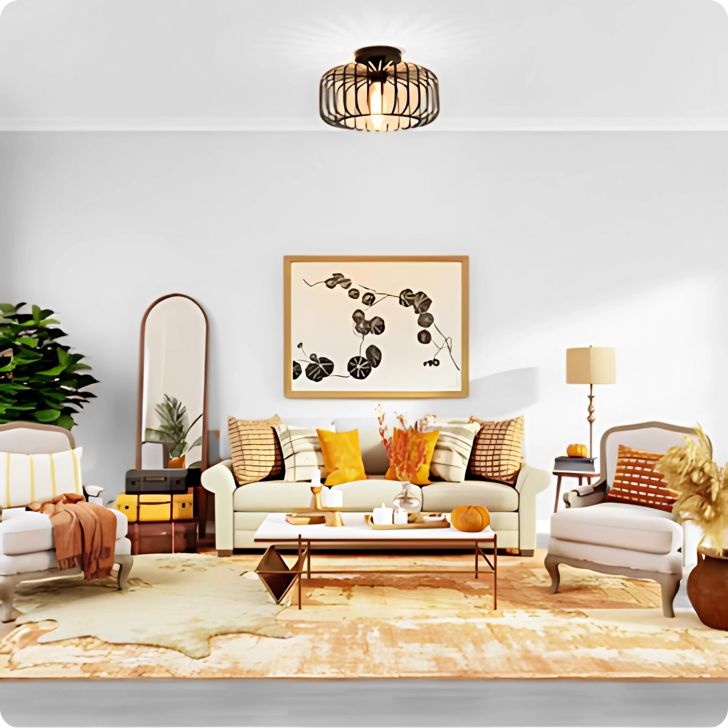 Plafonnier Rétro Industriel Semi-Encastré Noir - PlafonnierDeco