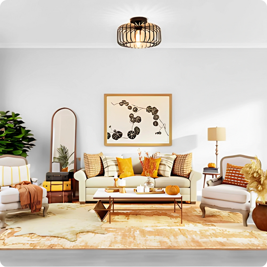 Plafonnier Rétro Industriel Semi-Encastré Noir - PlafonnierDeco