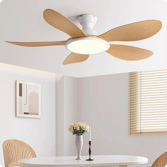 Plafonnier Ventilateur Moderne 5 Pales ABS LED 3 Couleurs Télécommande - PlafonnierDeco