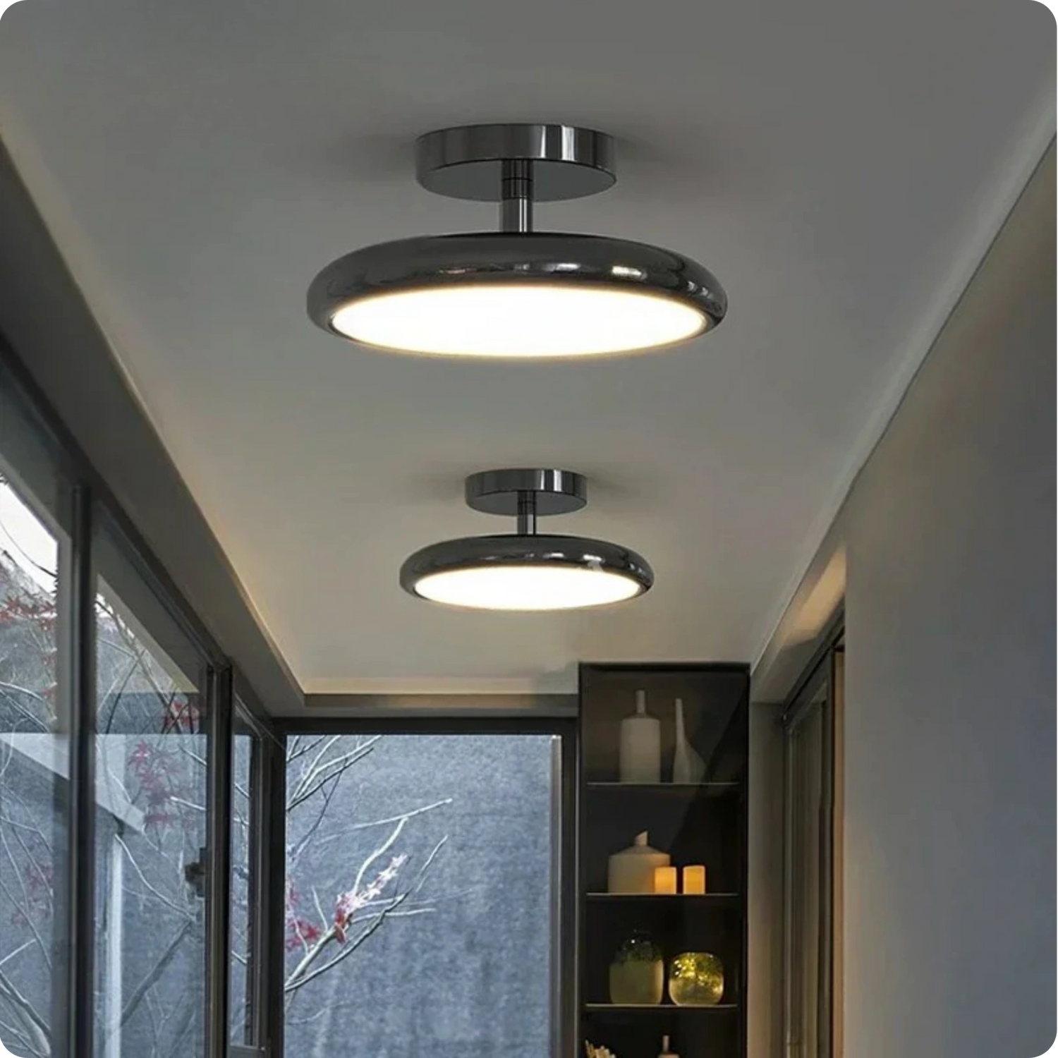 Plafonnier design rond en aluminium avec lumière réglable et douce - PlafonnierDeco