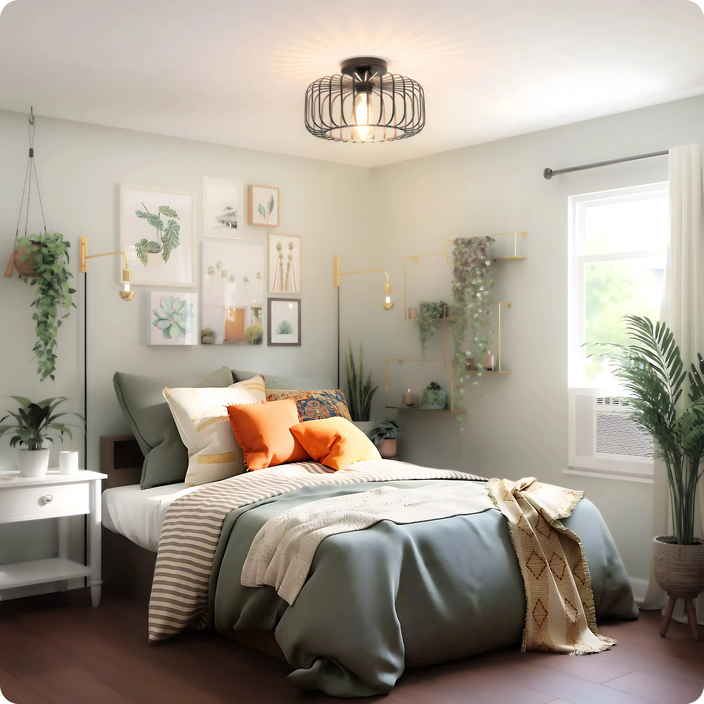 Plafonnier Rétro Industriel Semi-Encastré Noir - PlafonnierDeco