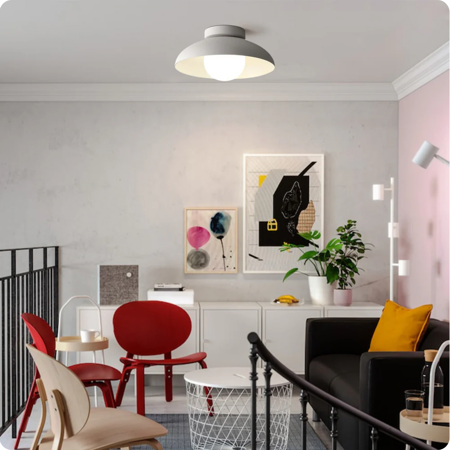 Plafonnier moderne en fer et verre avec style raffiné pour intérieur chic - PlafonnierDeco