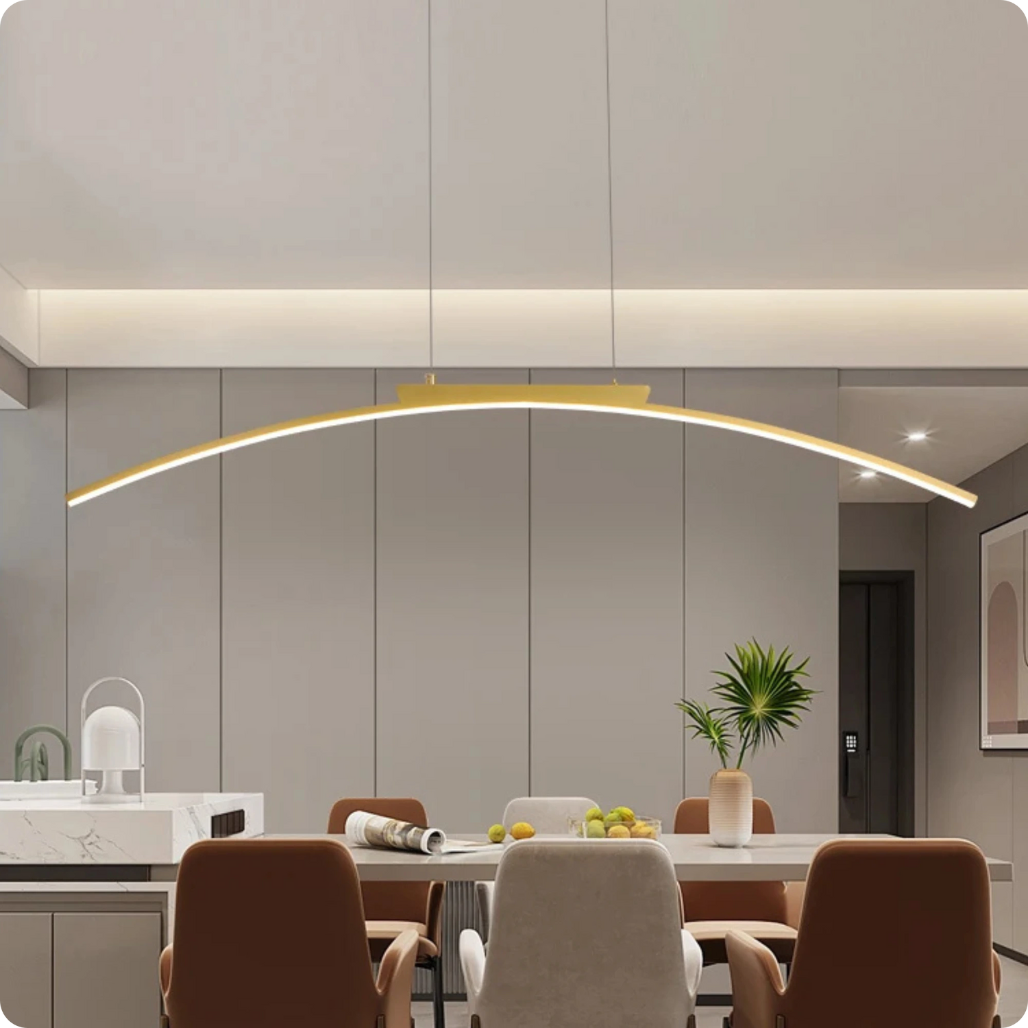 Plafonnier Moderne Arc Courbé en Fer Forgé LED - PlafonnierDeco