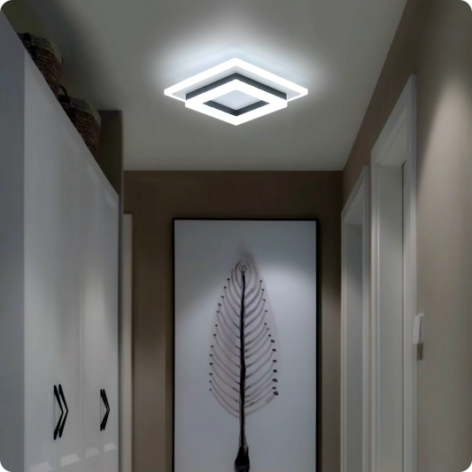 Plafonnier Moderne Carré LED en Acrylique Blanc Froid - PlafonnierDeco