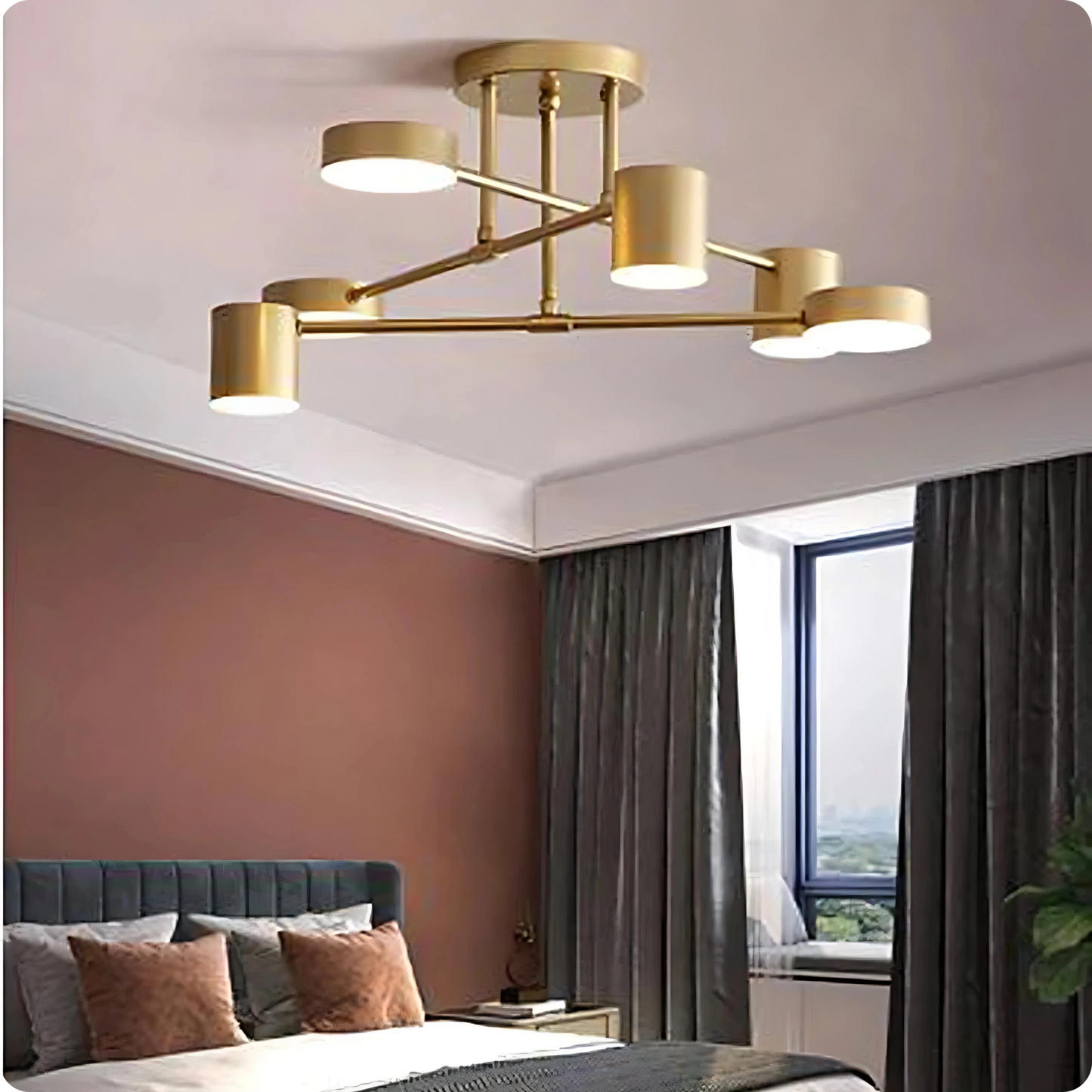 Plafonnier moderne en fer noir ou or avec éclairage LED réglable