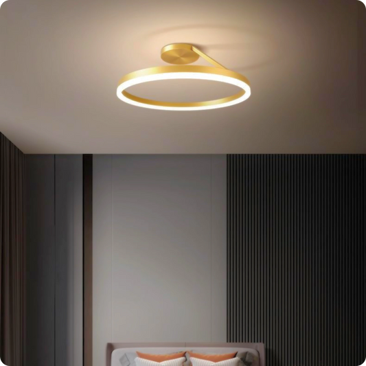 Plafonnier Design LED Anneau Or Minimaliste à Intensité Réglable - PlafonnierDeco