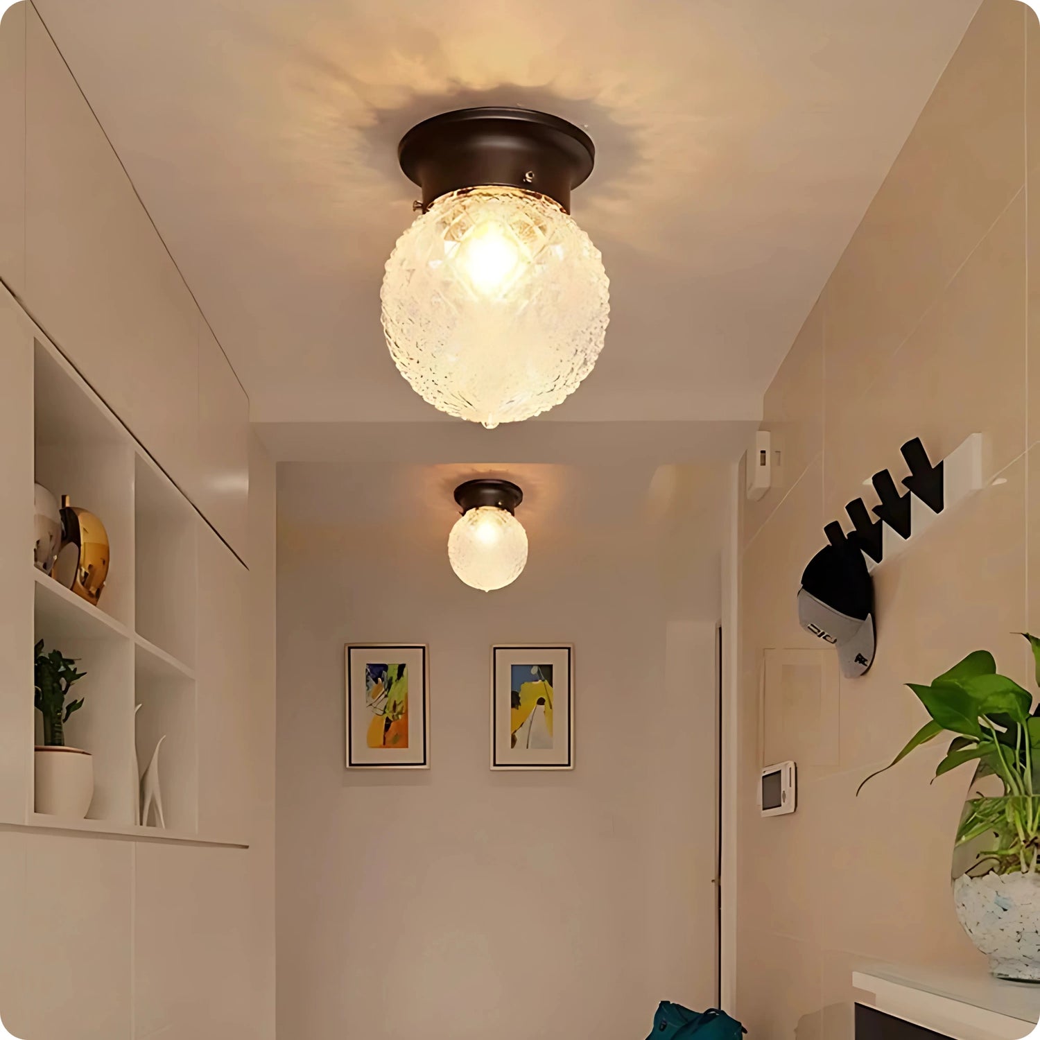 Plafonnier vintage en verre brossé avec éclairage LED pour intérieur chic - PlafonnierDeco