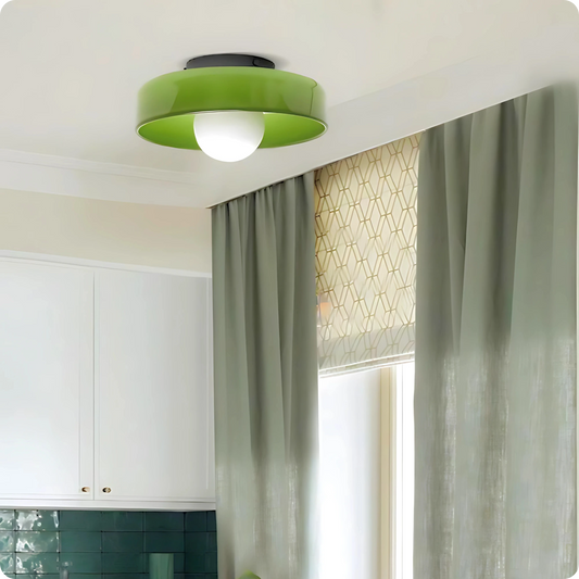 Plafonnier en verre laiteux vert moderne – Lumière LED élégante - PlafonnierDeco