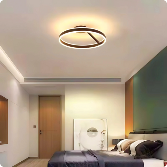 Plafonnier Design LED Anneau Noir Minimaliste à Intensité Réglable - PlafonnierDeco