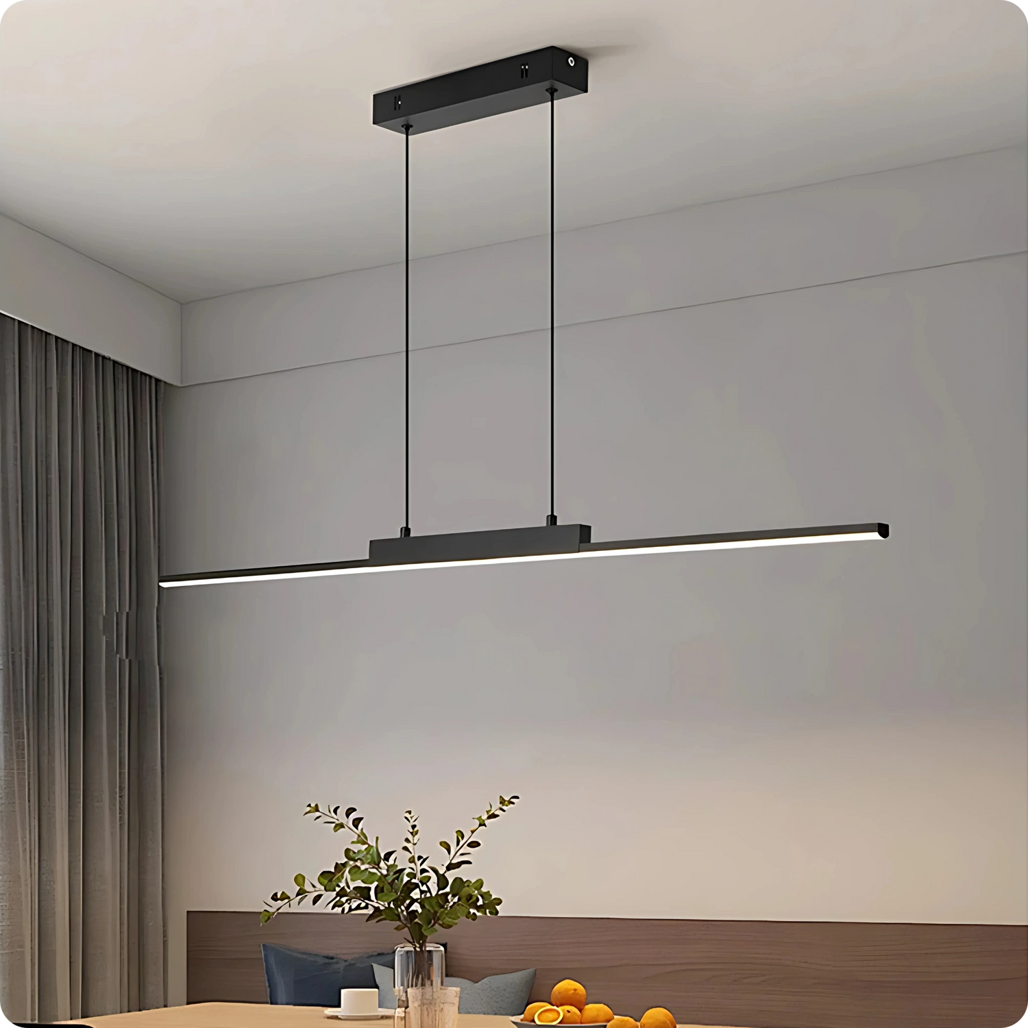 Plafonnier Allongé Noir Aluminium LED Intérieur Moderne 26W - PlafonnierDeco
