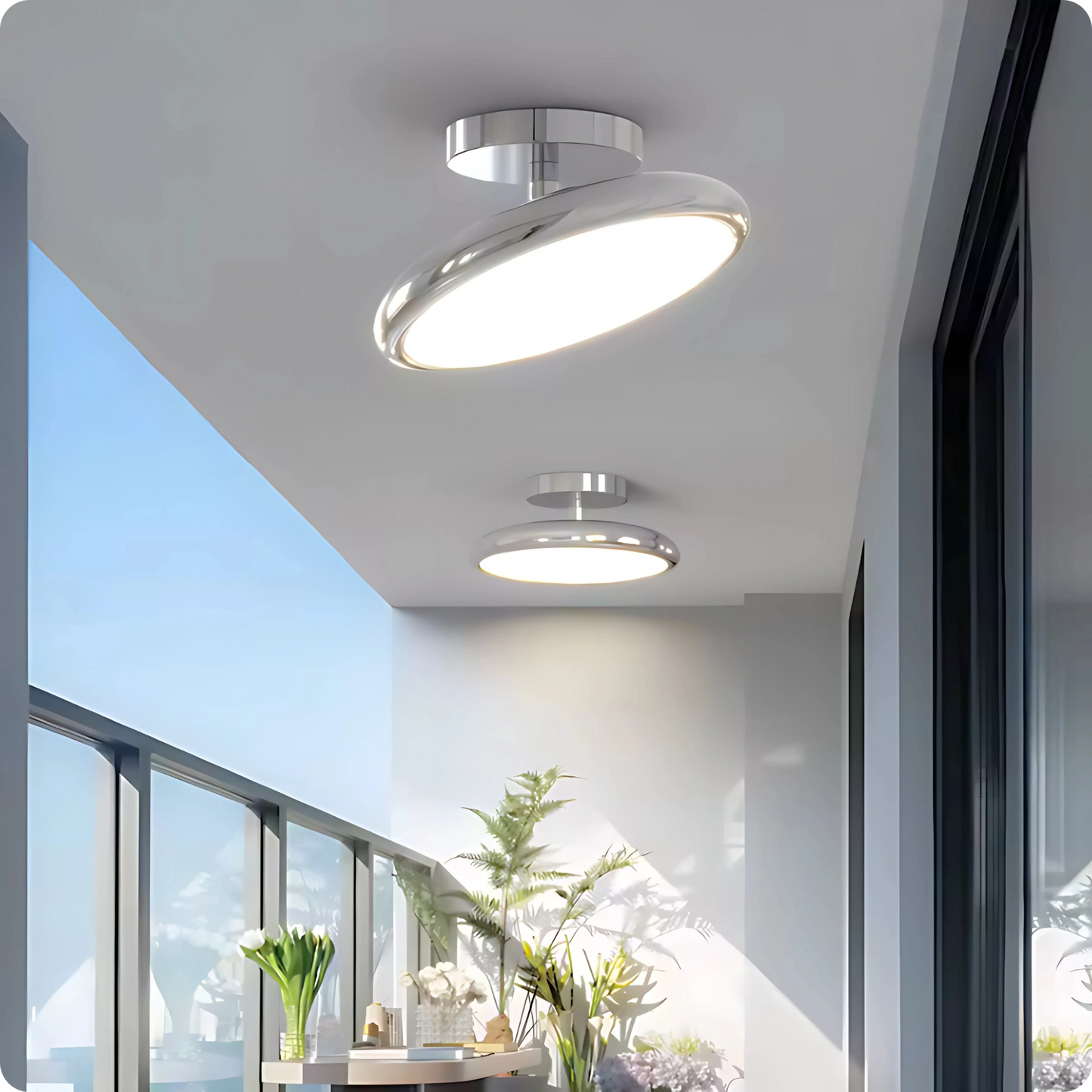 Plafonnier design rond en aluminium avec lumière réglable et douce - PlafonnierDeco