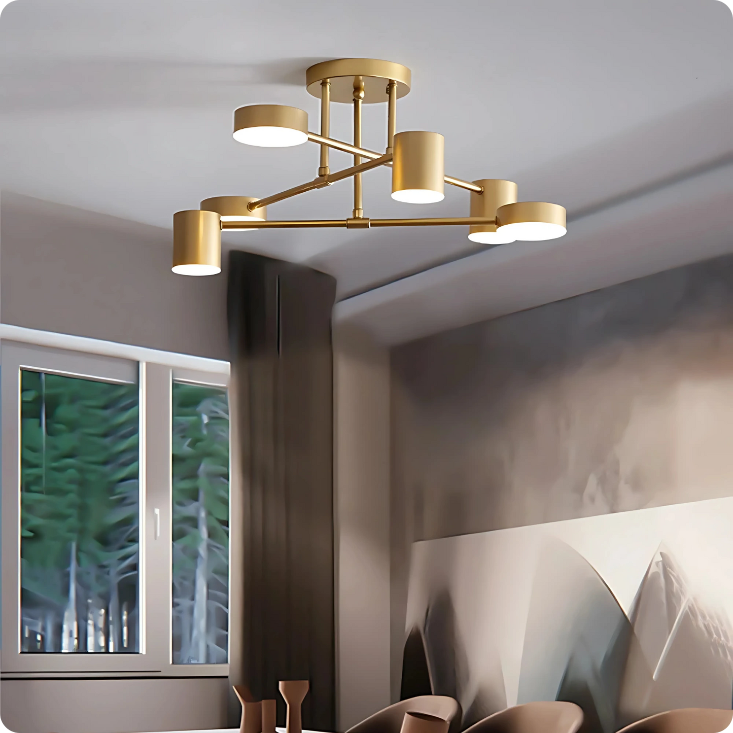 Plafonnier moderne en fer noir ou or avec éclairage LED réglable