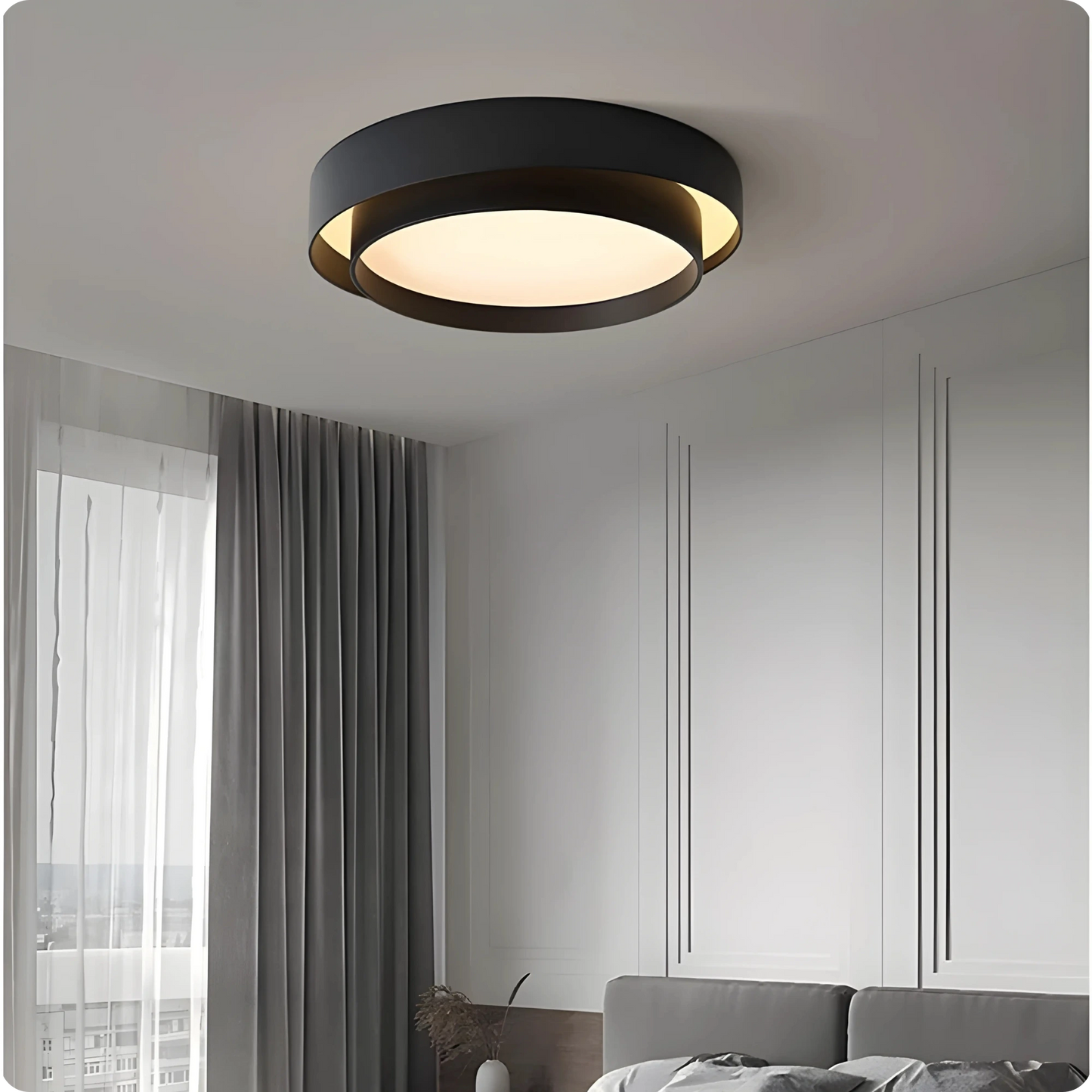 Plafonnier design circulaire en fer et acrylique avec lumière modulable - PlafonnierDeco