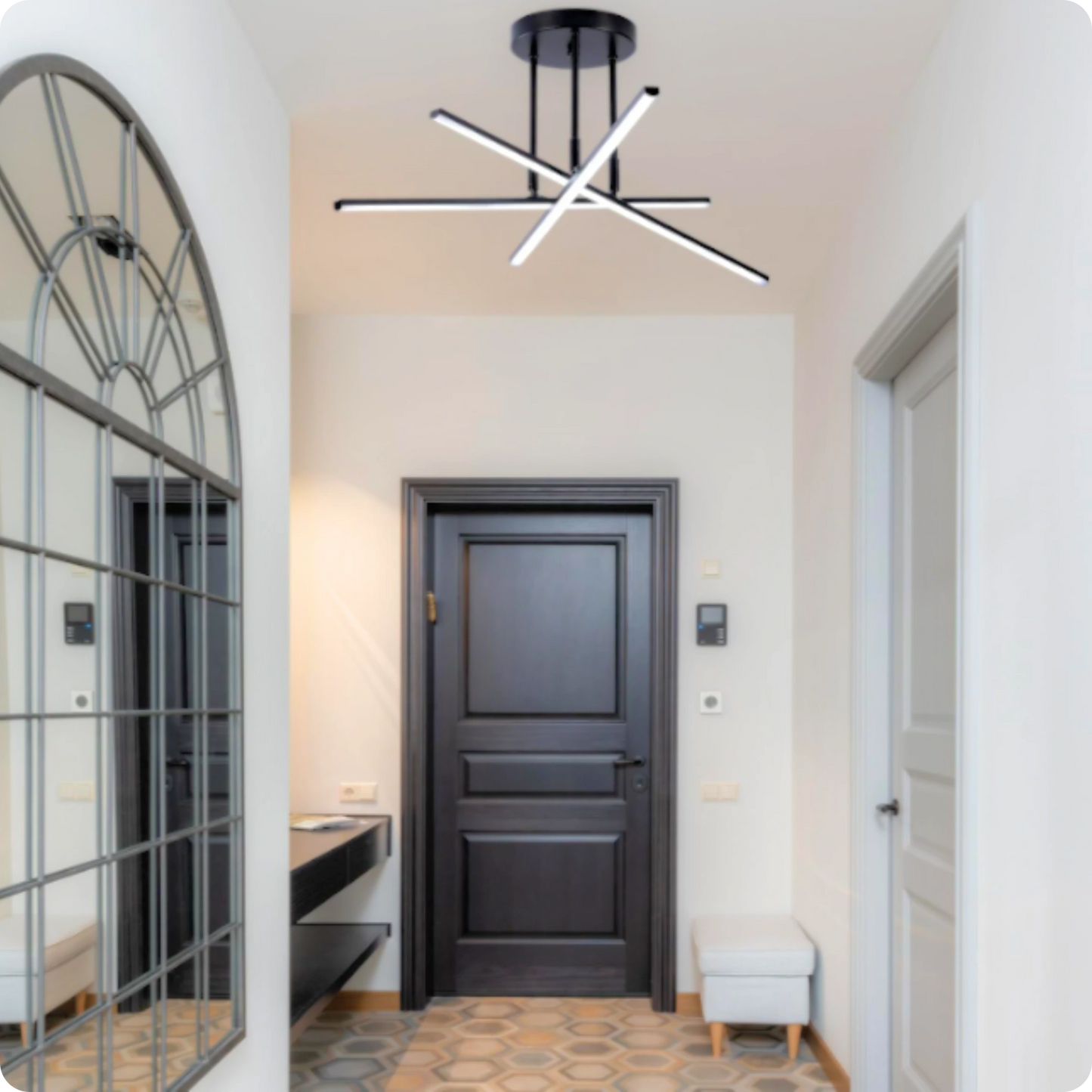 Plafonnier LED Semi-Encastré Fer Noir Design Nordique Chic - PlafonnierDeco