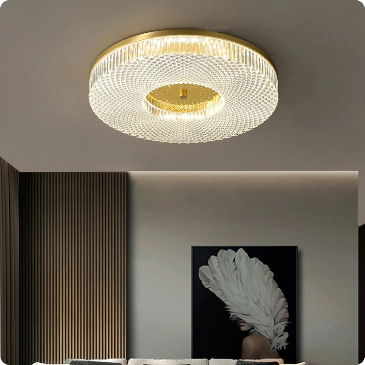 Plafonnier moderne en cuivre rond avec éclairage LED poli pour chambre - PlafonnierDeco