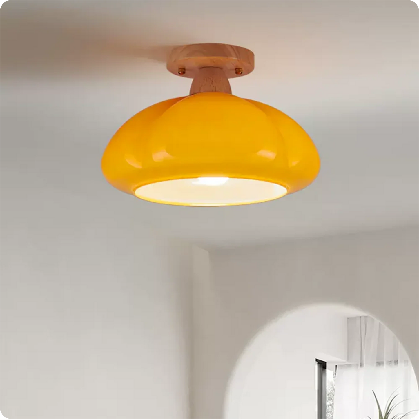 Plafonnier moderne en résine et cuivre avec ampoule LED pour un éclairage doux