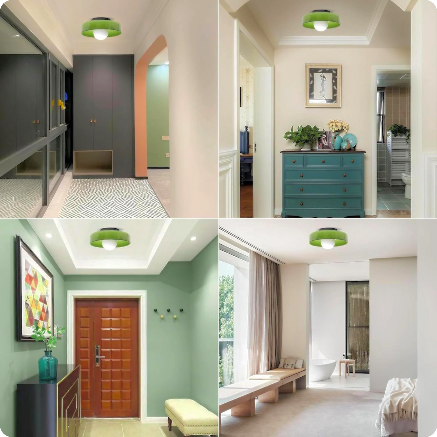 Plafonnier en verre laiteux vert moderne – Lumière LED élégante - PlafonnierDeco