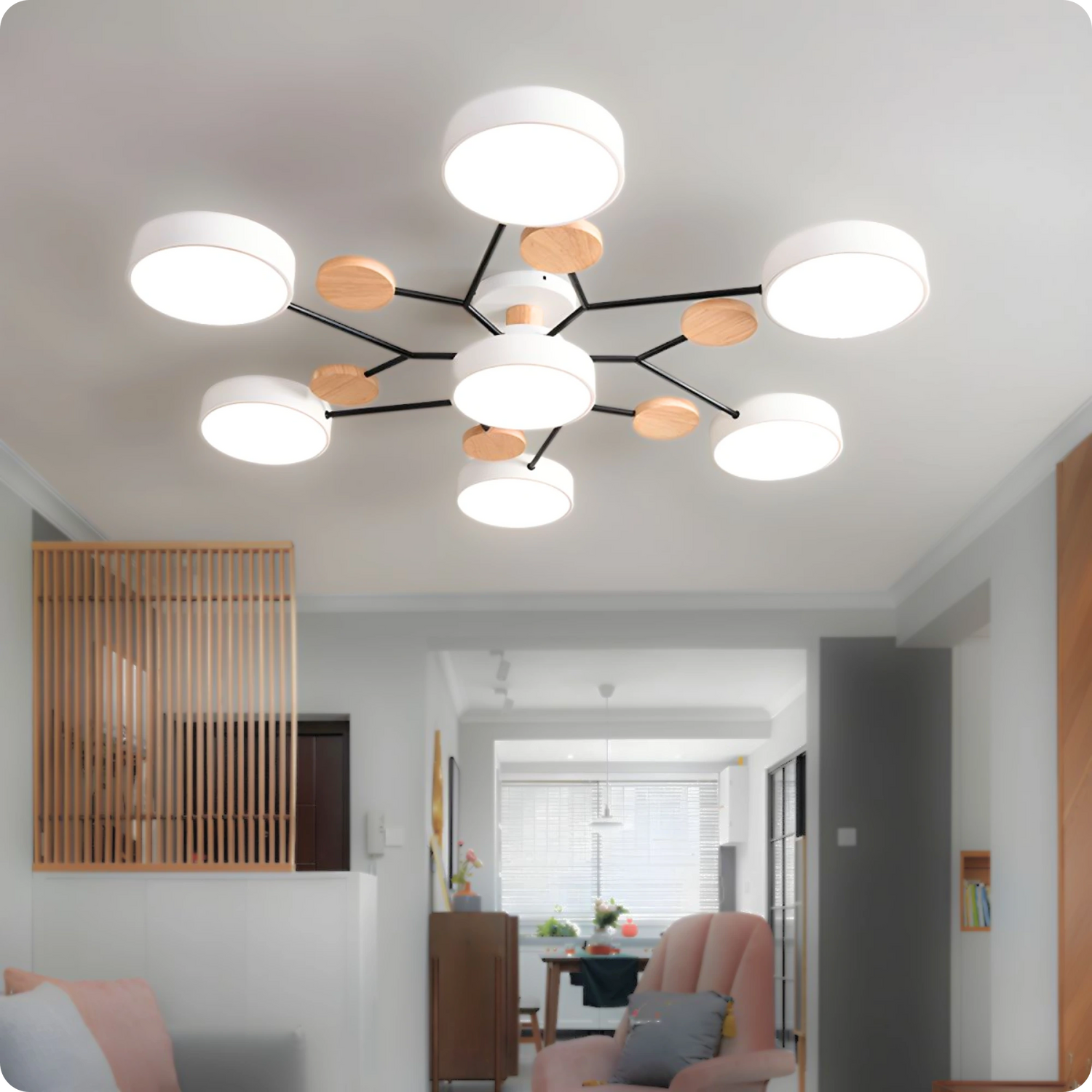 Plafonnier Moderne Design 5 Bras LED | Lumière à 3 Couleurs - PlafonnierDeco