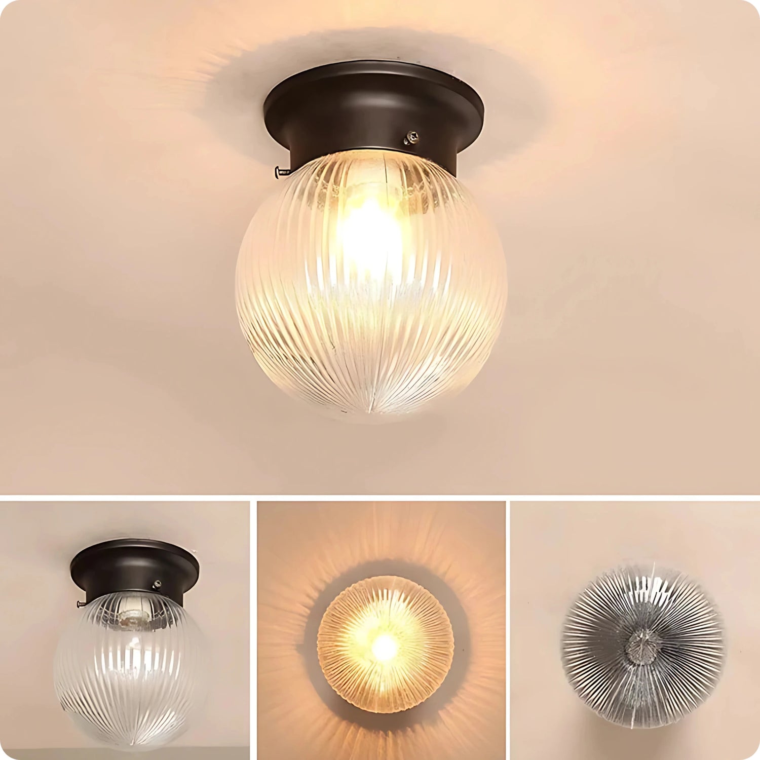 Plafonnier vintage en verre brossé avec éclairage LED pour intérieur chic - PlafonnierDeco