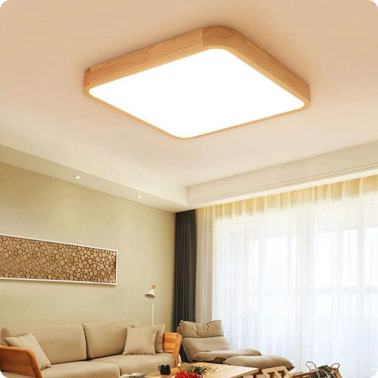 Plafonnier LED Smart Carré | Style Bois - PlafonnierDeco