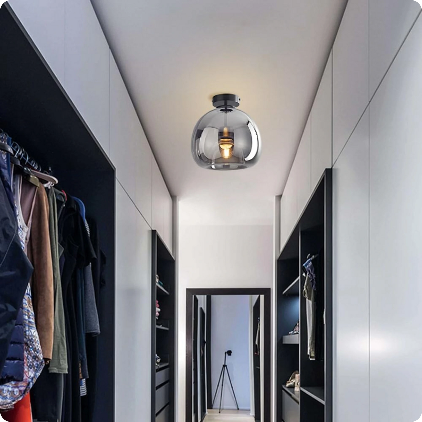 Plafonnier moderne en verre avec LED et ampoule E27 pour style nordique - PlafonnierDeco