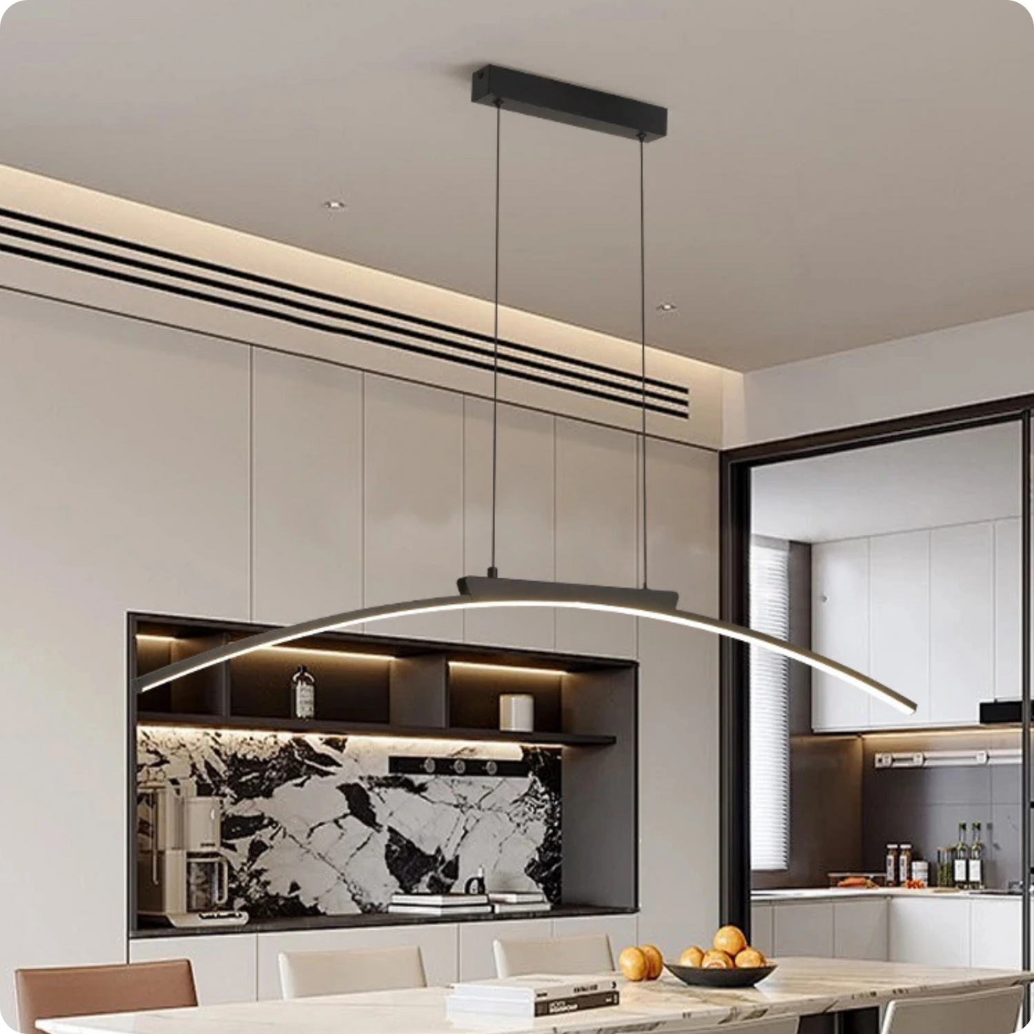 Plafonnier Moderne Arc Courbé en Fer Forgé LED - PlafonnierDeco