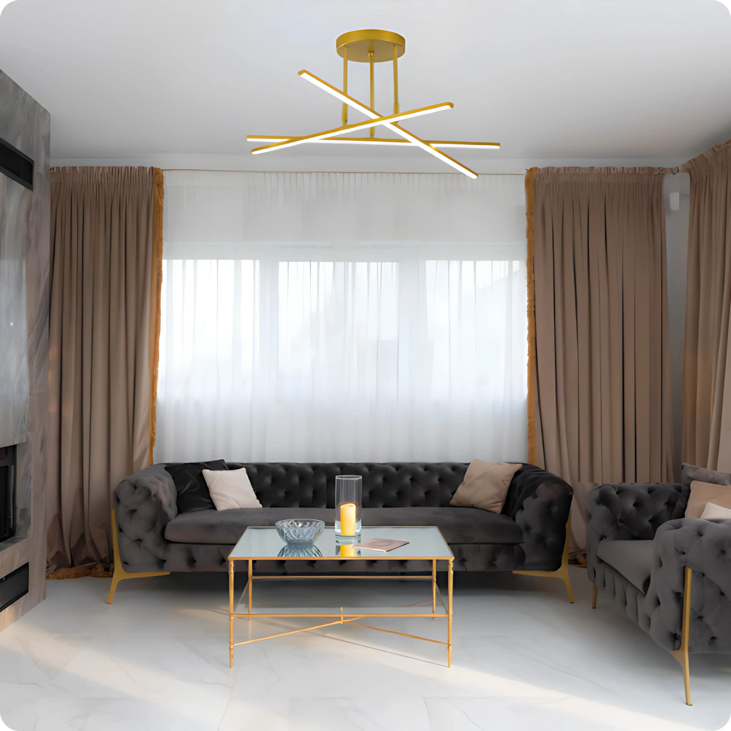 Plafonnier LED Semi-Encastré Fer Noir Design Nordique Chic - PlafonnierDeco