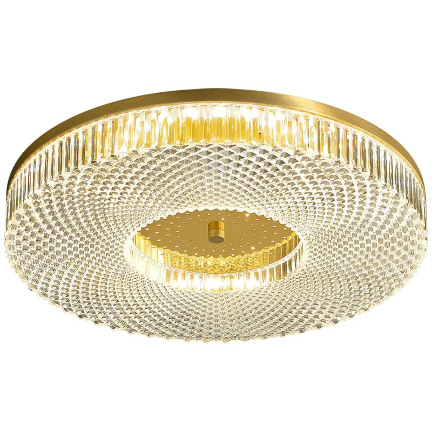 Plafonnier moderne en cuivre rond avec éclairage LED poli pour chambre - PlafonnierDeco