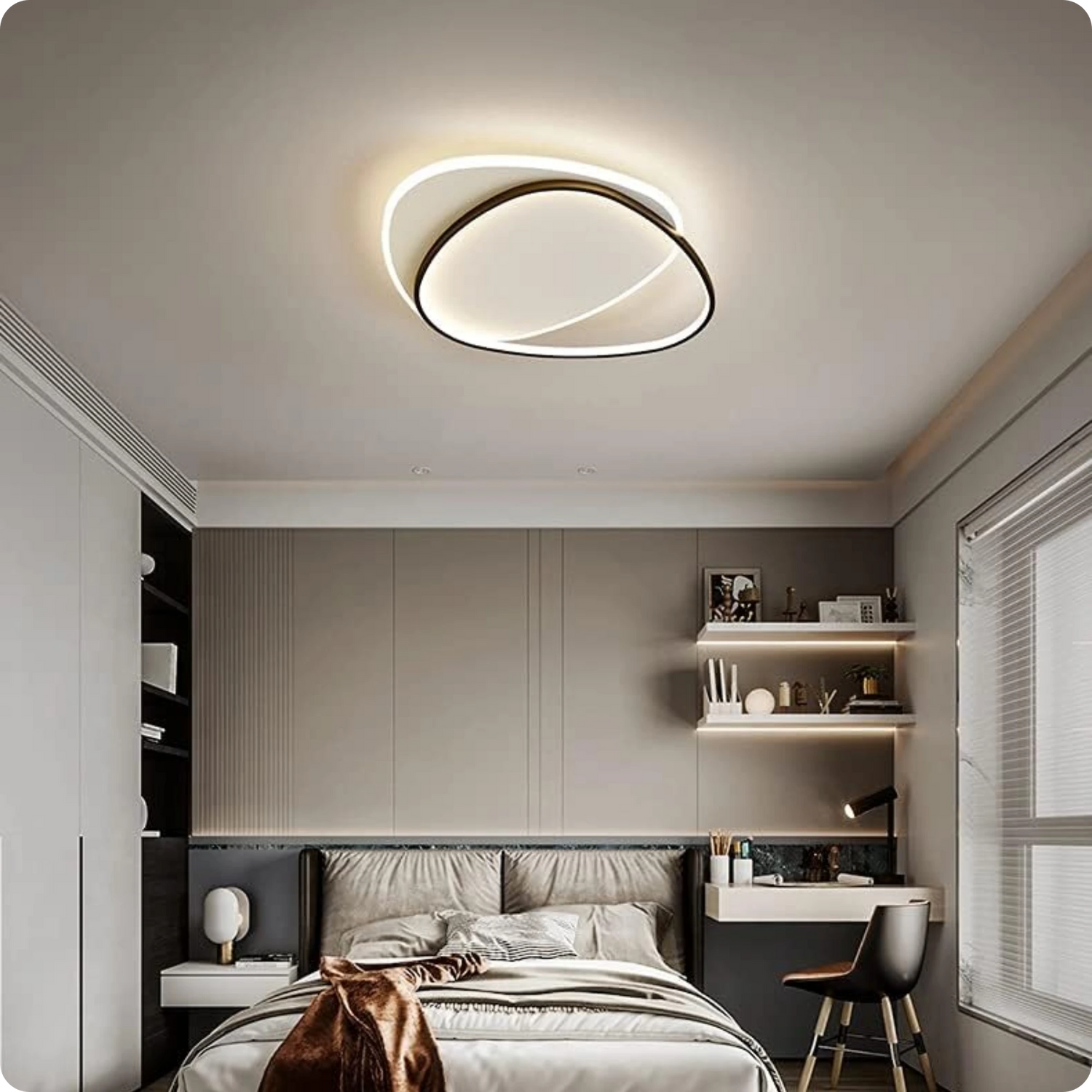 Plafonnier Contemporain Aluminium Finition Fer LED Température Réglable - PlafonnierDeco