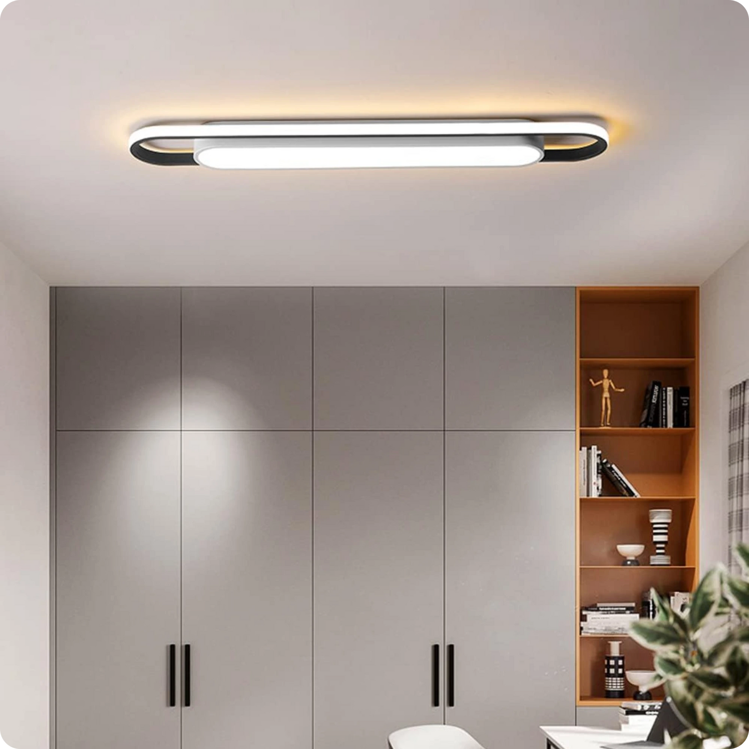 Plafonnier LED minimaliste moderne avec bandes lumineuses - PlafonnierDeco