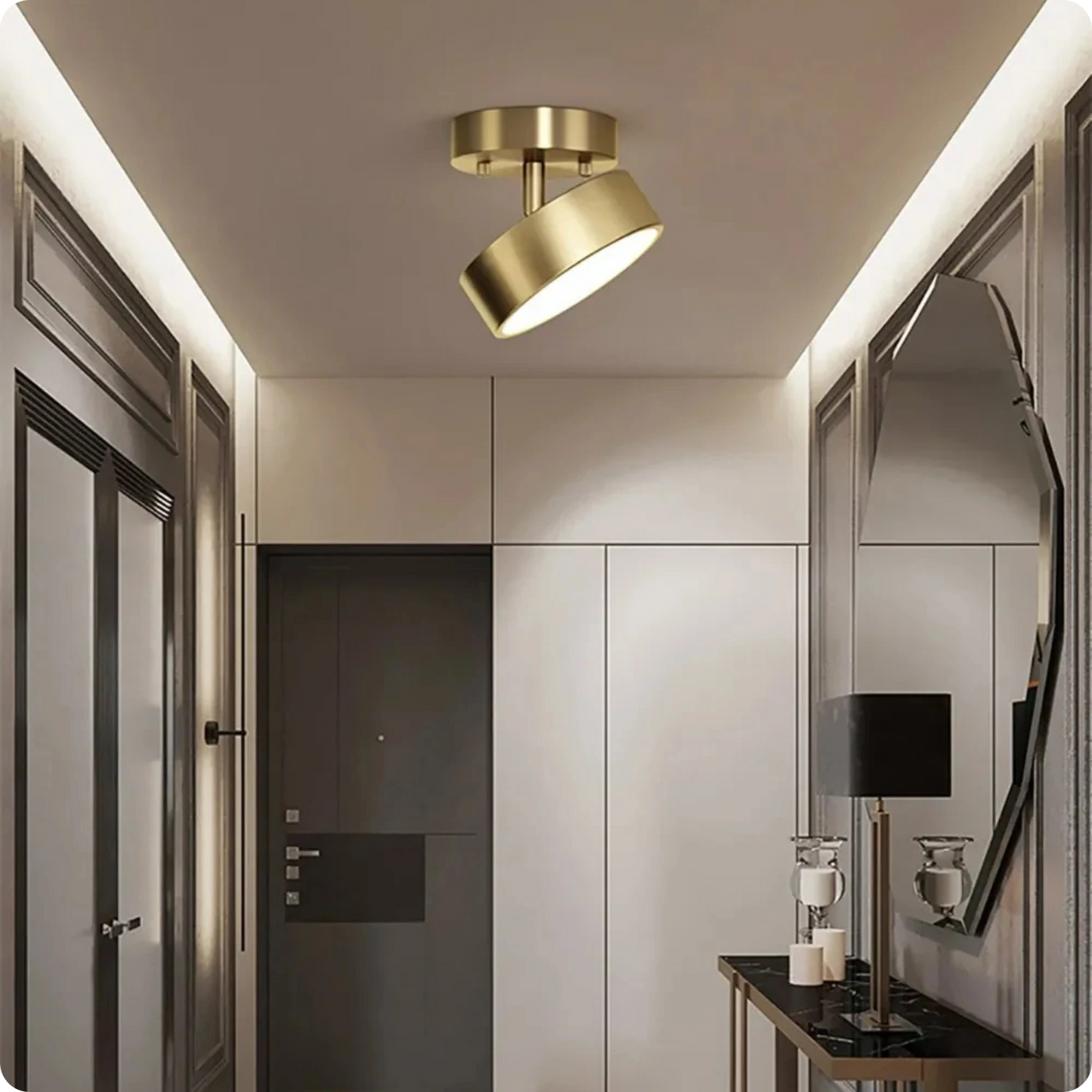 Plafonnier moderne cuivre brossé LED – Lumière chaleureuse et orientable - PlafonnierDeco