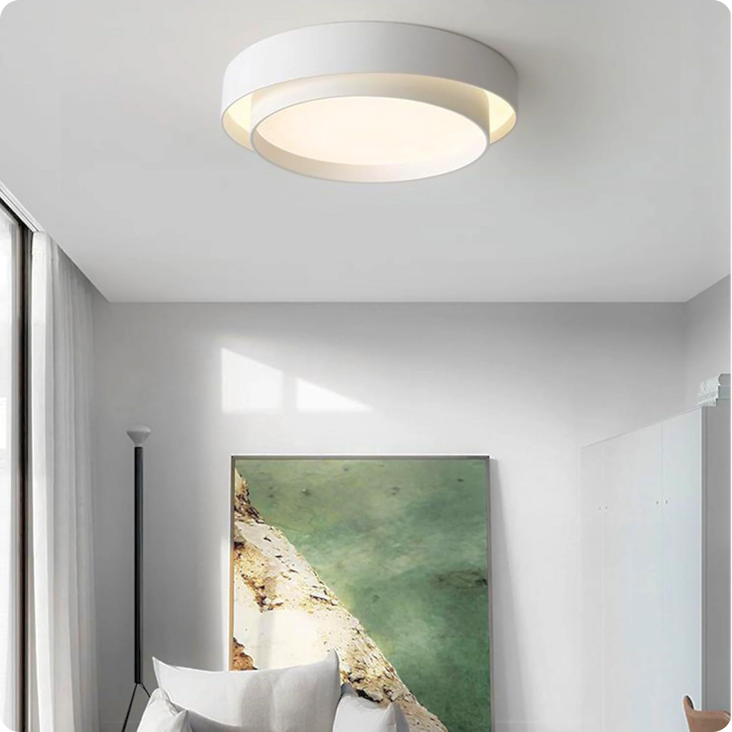 Plafonnier design circulaire en fer et acrylique avec lumière modulable - PlafonnierDeco