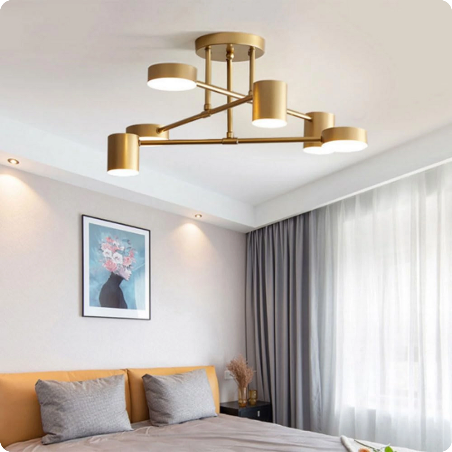 Plafonnier moderne en fer noir ou or avec éclairage LED réglable