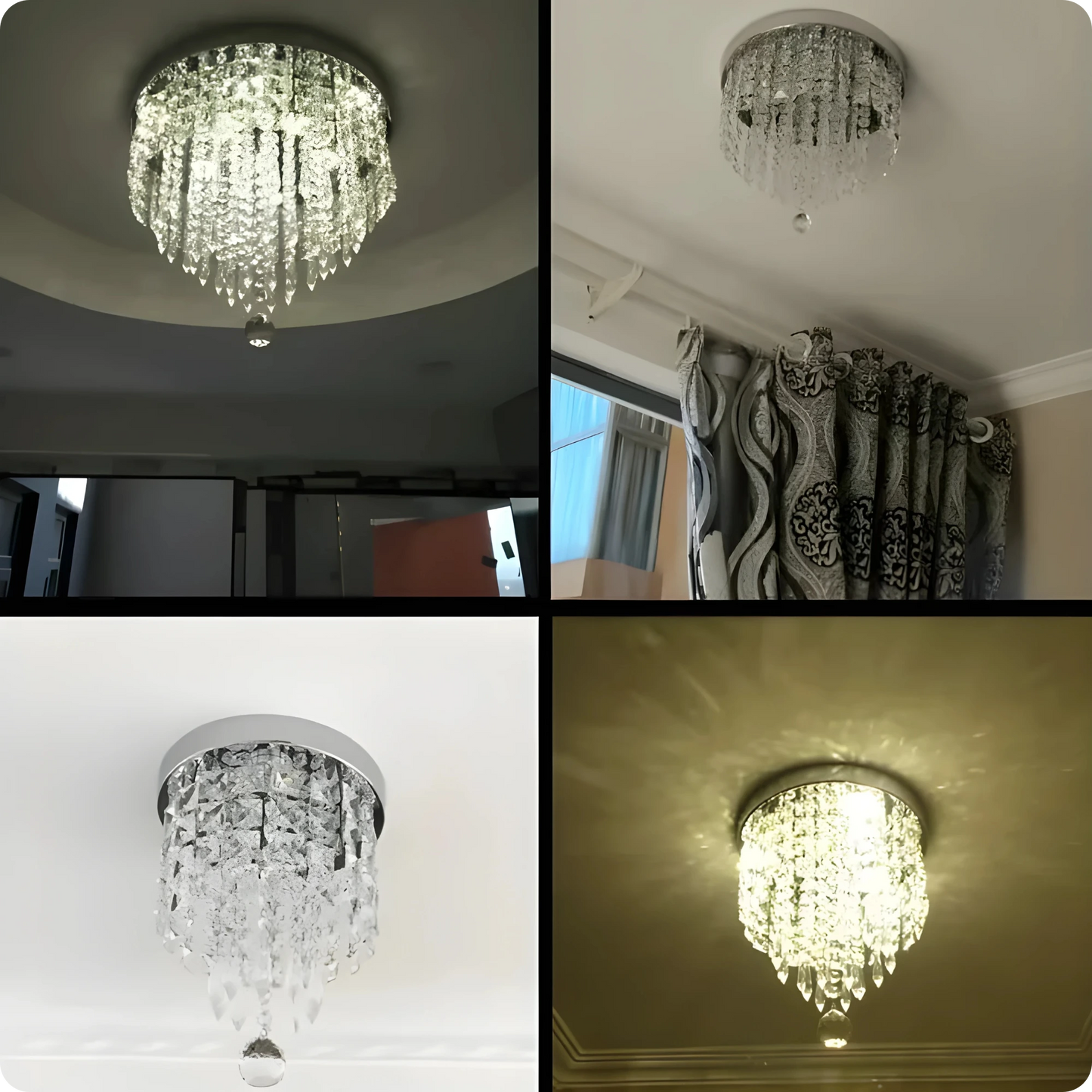 Plafonnier cristal en alliage poli avec reflets modernes et éclat - PlafonnierDeco