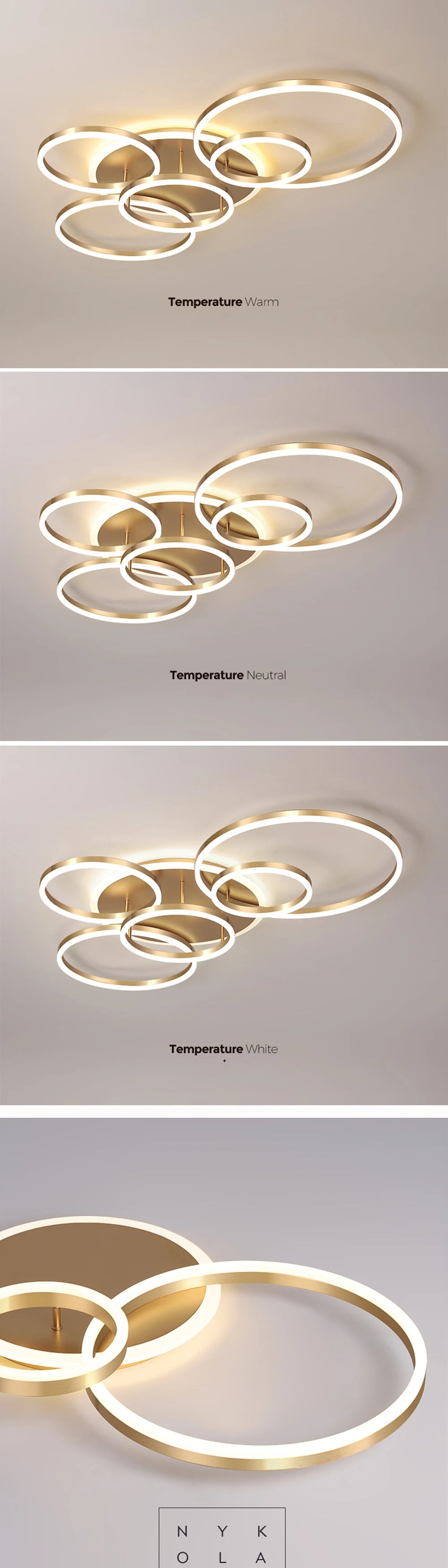 Plafonnier Design à Anneaux Circulaires Multiples | Semi-encastré
