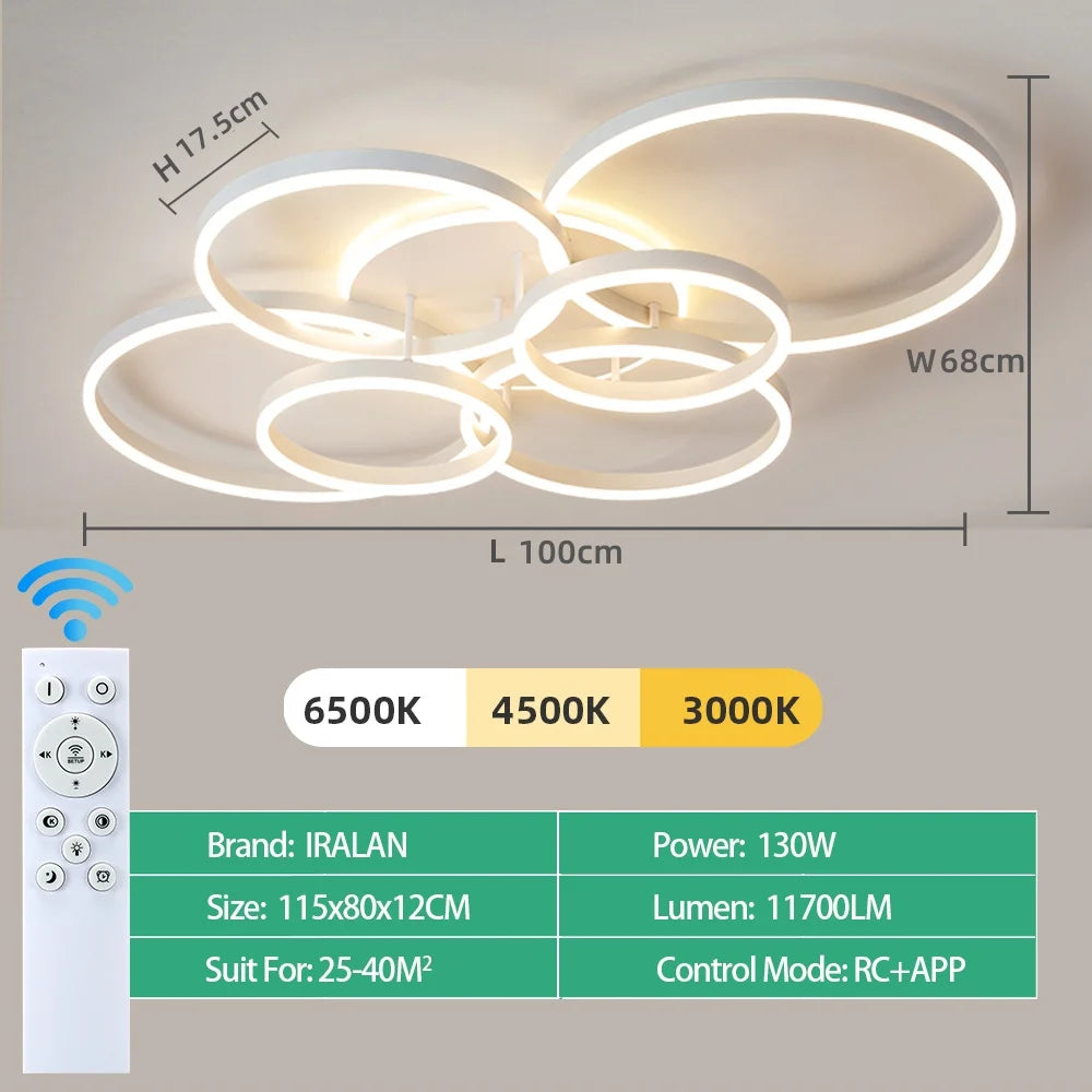 Plafonnier Design à Anneaux Circulaires Multiples | Semi-encastré