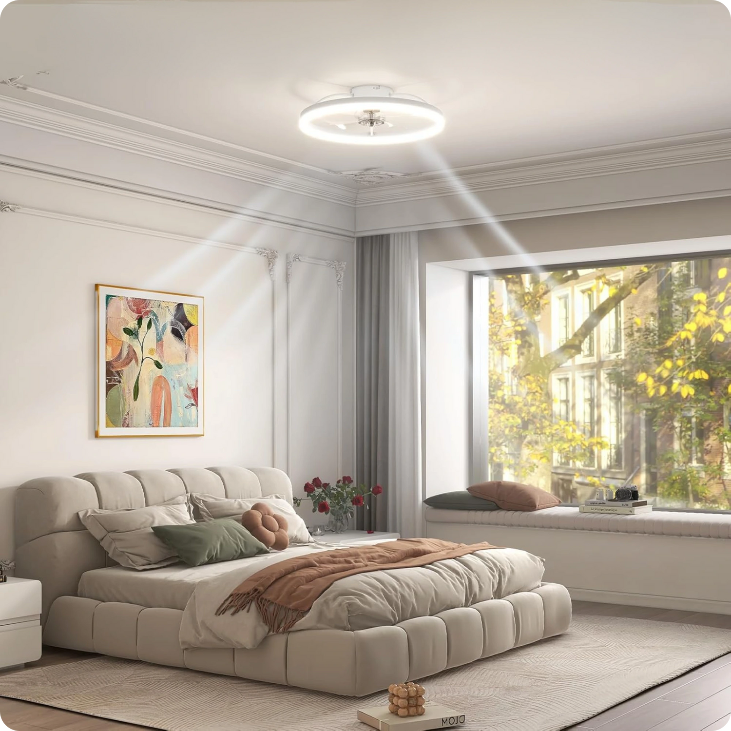 Plafonnier Ventilateur LED Design Acrylique Dimmable à 6 Vitesses - PlafonnierDeco